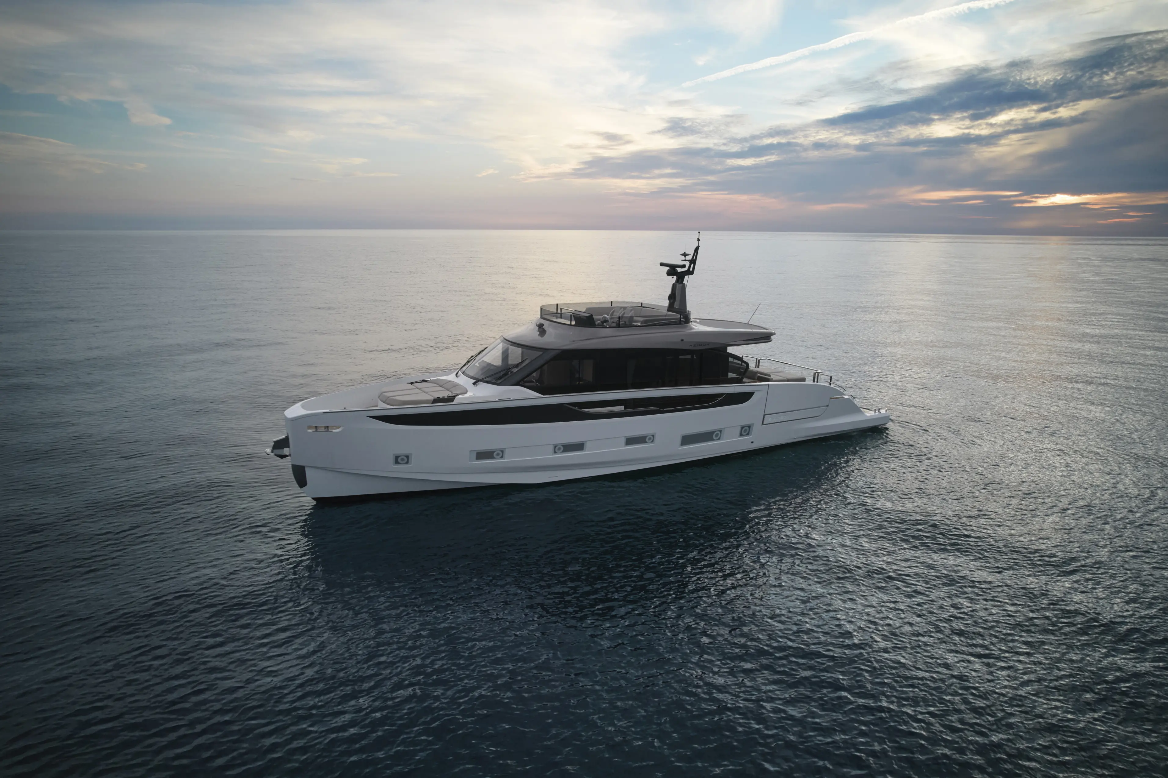 Azimut Seadeck underway during golden hour